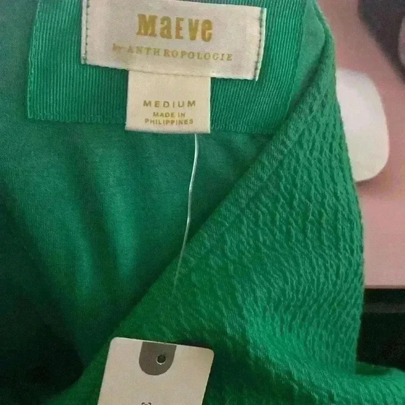 Anthropologie Maeve Cutout Green Mini Classic Shift Dress With Pockets Size M - Picture 12 of 13